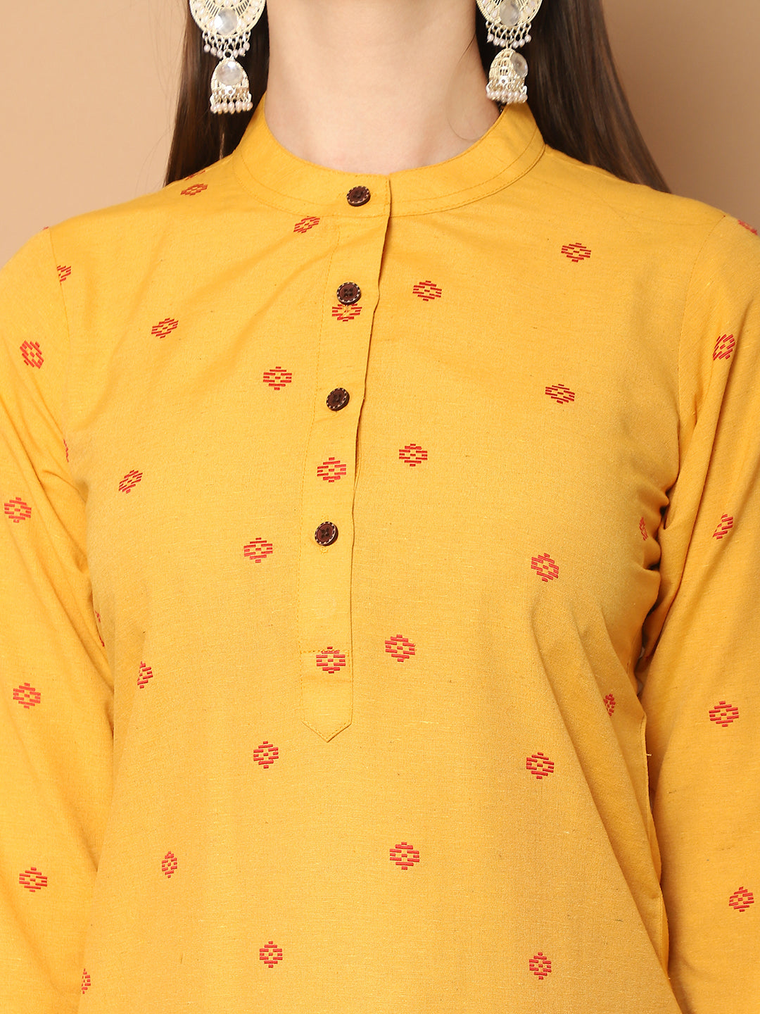 Women Woven Design Kurta with Palazzos & With Dupatta ( JOKPL D37R 1555 Yellow )