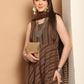 Woven Design flared kurta pallazos dupatta set