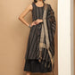 Woven Design flared kurta pallazos dupatta set