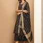 Woven Design flared kurta pallazos dupatta set