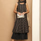 Woven Design flared kurta pallazos dupatta set