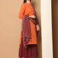 Women Woven Design Orange Kurta with Palazzos & With Dupatta ( JOKPL D51P 1555 Orange )