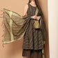 Woven Design flared kurta pallazos dupatta set