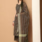 Woven Design flared kurta pallazos dupatta set