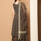 Woven Design flared kurta pallazos dupatta set