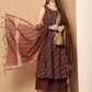 Women Woven Design Kantha Work Kurta with Palazzos & With Dupatta ( JOKPL D56M 1554 Maroon )