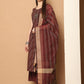 Women Woven Design Kantha Work Kurta with Palazzos & With Dupatta ( JOKPL D56M 1554 Maroon )