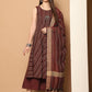 Women Woven Design Kantha Work Kurta with Palazzos & With Dupatta ( JOKPL D56M 1554 Maroon )