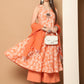 Printed orange flared kurta pallazos dupatta set ( JOKPL D56O 1546 Orange )