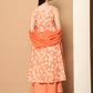 Printed orange flared kurta pallazos dupatta set ( JOKPL D56O 1546 Orange )
