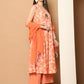 Printed orange flared kurta pallazos dupatta set ( JOKPL D56O 1546 Orange )