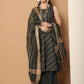 Women Olive Green Woven Design Kantha Work Kurta with Palazzos & With Dupatta ( JOKPL D56O 1554 Olive )