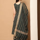Women Olive Green Woven Design Kantha Work Kurta with Palazzos & With Dupatta ( JOKPL D56O 1554 Olive )