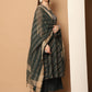 Women Olive Green Woven Design Kantha Work Kurta with Palazzos & With Dupatta ( JOKPL D56O 1554 Olive )