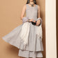 Women Grey Woven Design Flared Kurta with Palazzos & With Dupatta ( JOKPL D59GR 1553 Grey )