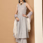 Women Grey Woven Design Flared Kurta with Palazzos & With Dupatta ( JOKPL D59GR 1553 Grey )