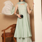 Women Green Woven Design Flared Kurta with Palazzos & With Dupatta ( JOKPL D59G 1553 Green )