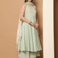 Women Green Woven Design Flared Kurta with Palazzos & With Dupatta ( JOKPL D59G 1553 Green )