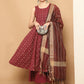 Maroon Woven Design Kantha Work Kurta with Palazzos & With Dupatta ( JOKPL D61M 1566 Maroon )