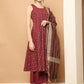Maroon Woven Design Kantha Work Kurta with Palazzos & With Dupatta ( JOKPL D61M 1566 Maroon )