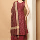 Maroon Woven Design Kantha Work Kurta with Palazzos & With Dupatta ( JOKPL D61M 1566 Maroon )