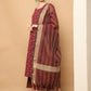 Maroon Woven Design Kantha Work Kurta with Palazzos & With Dupatta ( JOKPL D61M 1566 Maroon )