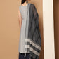 Women Navy Blue Printed Kurta with Palazzos & With Kantha Work Dupatta ( JOKPL D61N 1557 Navy )