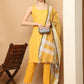 Yellow Dobby Kurta with pallazos dupatta set ( JOKPL D61Y 1563 Yellow )