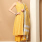 Printed yellow flared kurta pallazos dupatta set ( JOKPL D61Y 1565 Yellow )