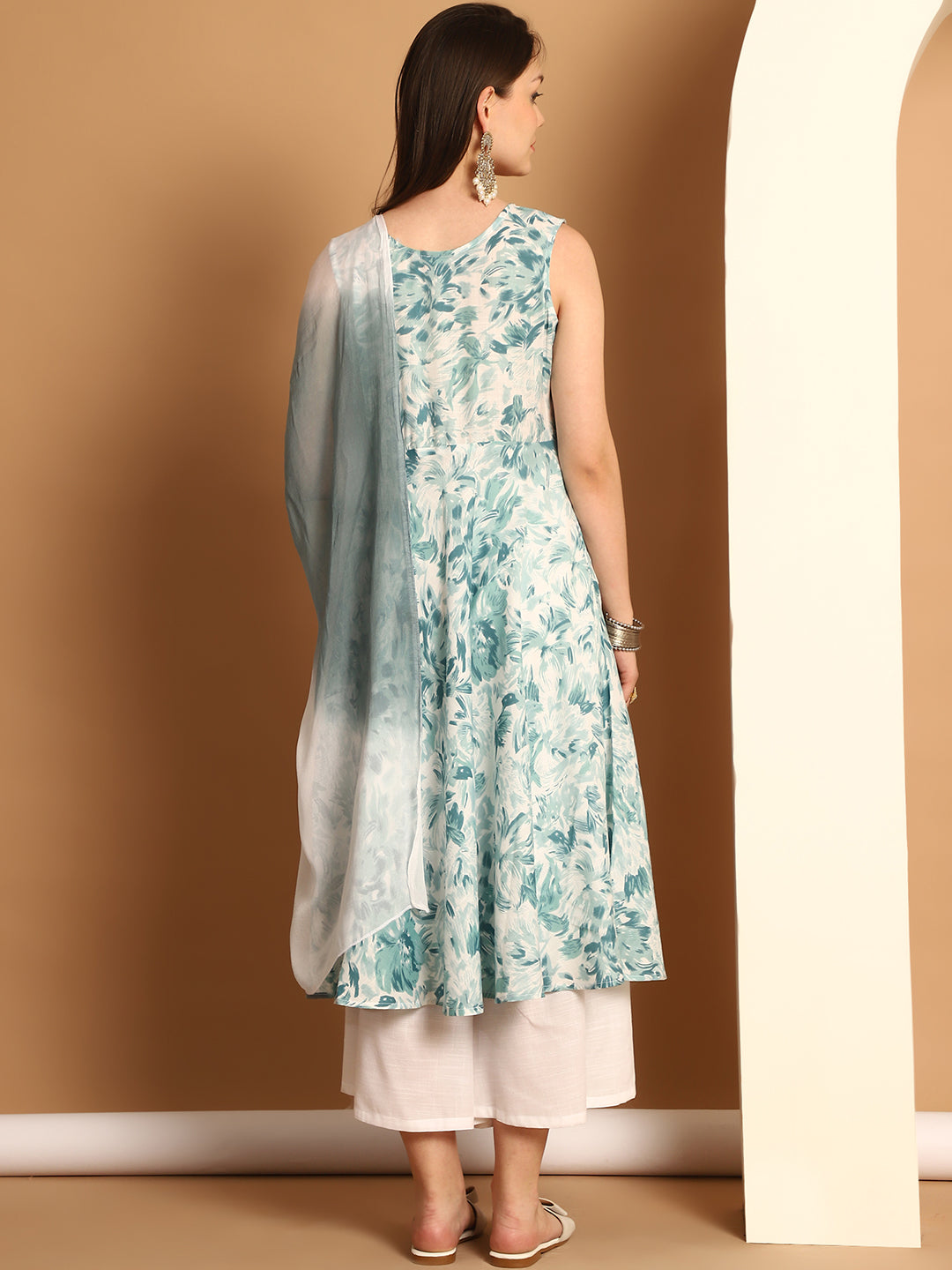 Women Teal Printed Kurta with Palazzos & With Ombre Dupatta ( JOKPL D62T 1557 Teal )