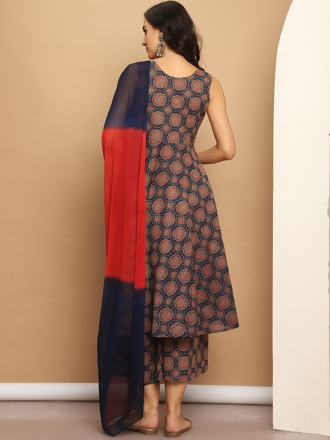 Printed flared kurta pallazos dupatta set