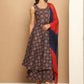 Printed flared kurta pallazos dupatta set