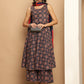 Printed flared kurta pallazos dupatta set