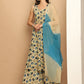 Printed flared kurta pallazos dupatta set