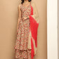 Printed flared kurta pallazos dupatta set