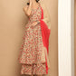 Printed flared kurta pallazos dupatta set
