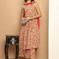Printed flared kurta pallazos dupatta set