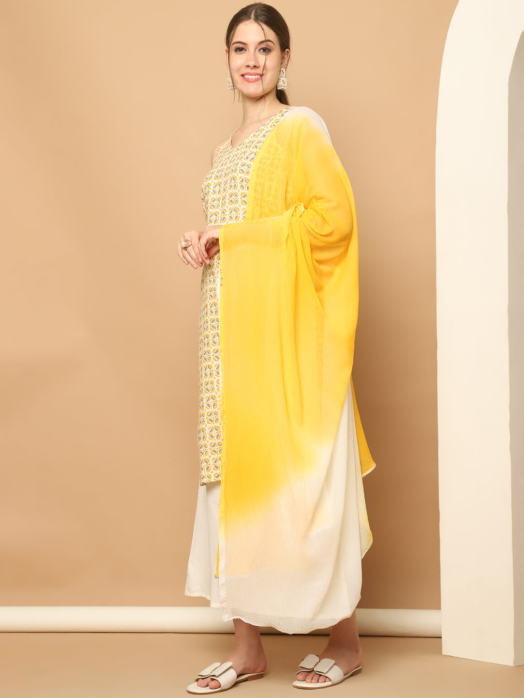 Printed Rayon Yellow Kurta with Palazzos & With Dupatta ( JOKPL D64L 1561 Lemon )