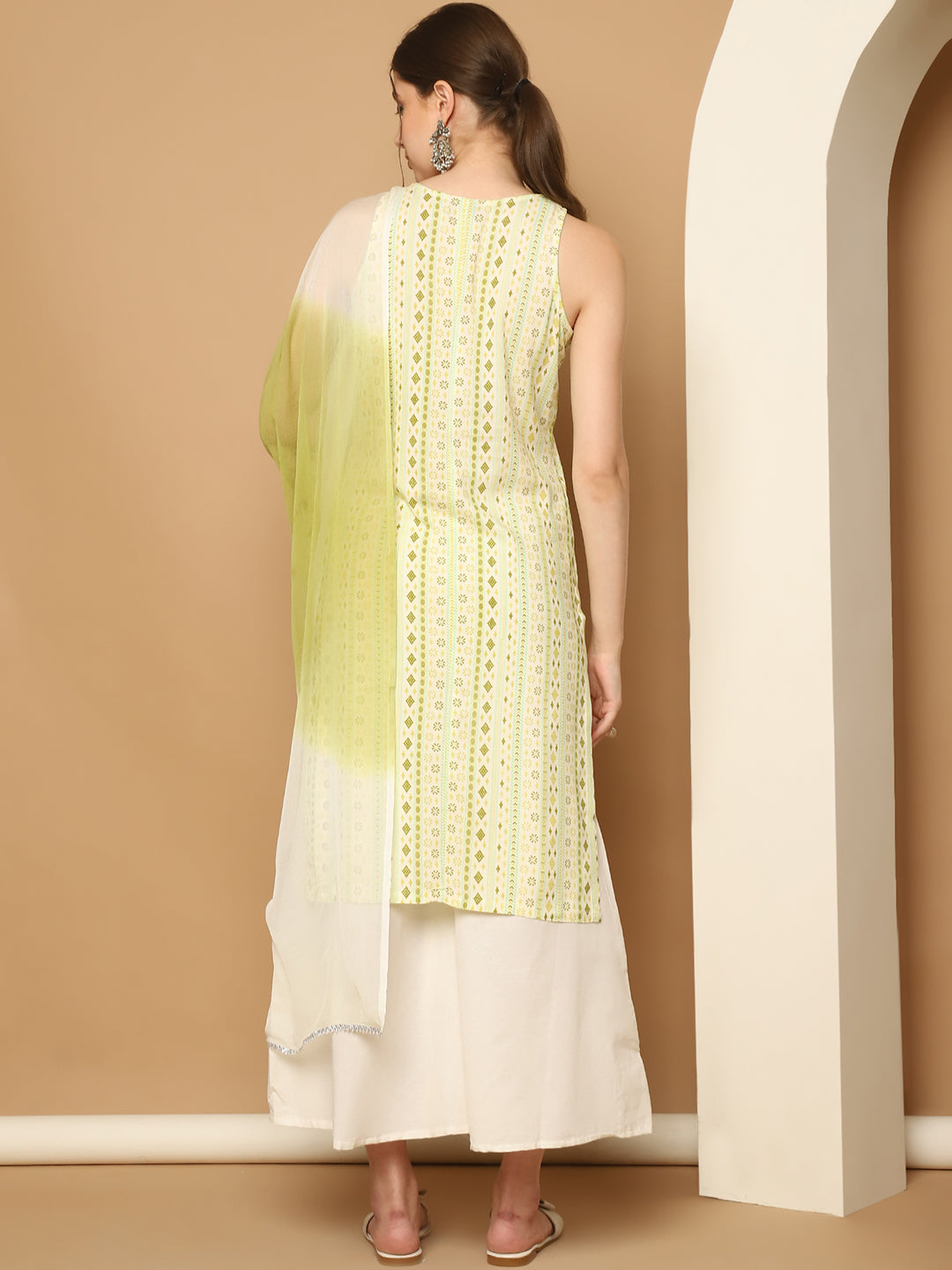 Printed Green Rayon Kurta with Palazzos & With Dupatta ( JOKPL D65G 1561 Green )