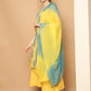 Woven Design Yellow Cotton Kurta with Palazzos & With Dupatta ( JOKPL D65YG 1561 Yellow )