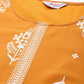Women Orange & Silver Ethnic Motifs Foil Printed Straight Kurta Sharara Dupatta ( JOKPS D32O 1444 Orange )