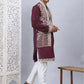 Men's Embroidered Waistcoat and Kurta Pyjama. ( JOKPWCS W 5054Maroon )