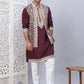 Men's Embroidered Waistcoat and Kurta Pyjama. ( JOKPWCS W 5054Maroon )
