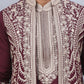 Men's Embroidered Waistcoat and Kurta Pyjama. ( JOKPWCS W 5054Maroon )