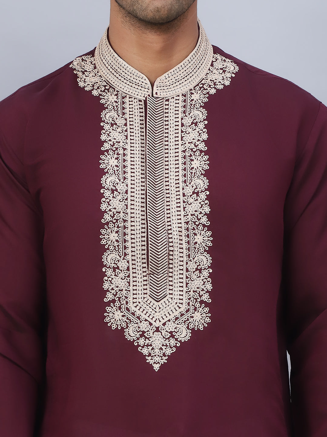 Men's Embroidered Waistcoat and Kurta Pyjama. ( JOKPWCS W 5054Maroon )