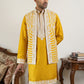 Men's Embroidered Waistcoat and Kurta Set. ( JOKPWCS MC 5054Mustard )
