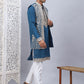 Men's Embroidered Waistcoat and Kurta Pyjama. ( JOKPWCS W 5054Peacock )