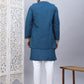 Men's Embroidered Waistcoat and Kurta Pyjama. ( JOKPWCS W 5054Peacock )