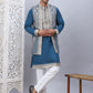 Men's Embroidered Waistcoat and Kurta Pyjama. ( JOKPWCS W 5054Peacock )