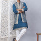 Men's Embroidered Waistcoat and Kurta Pyjama. ( JOKPWCS W 5054Peacock )